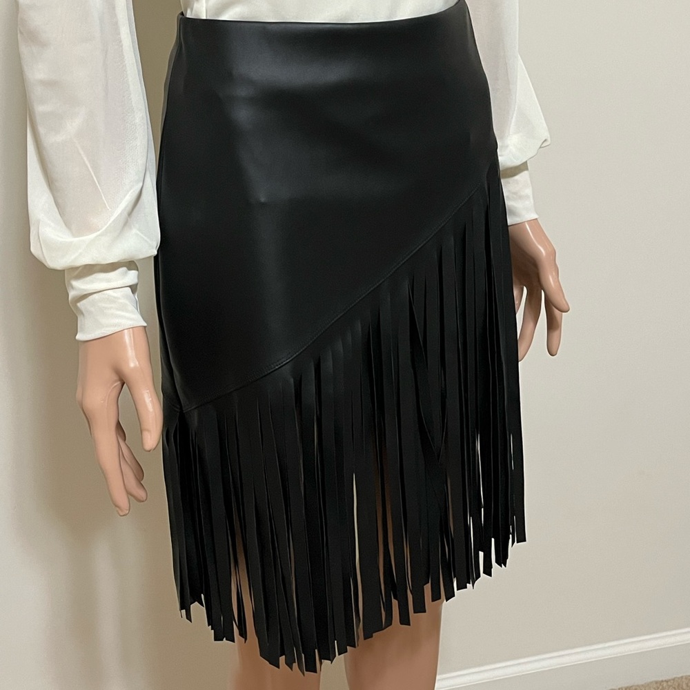 Forever 21 Black Asymmetrical Fringe Skirt